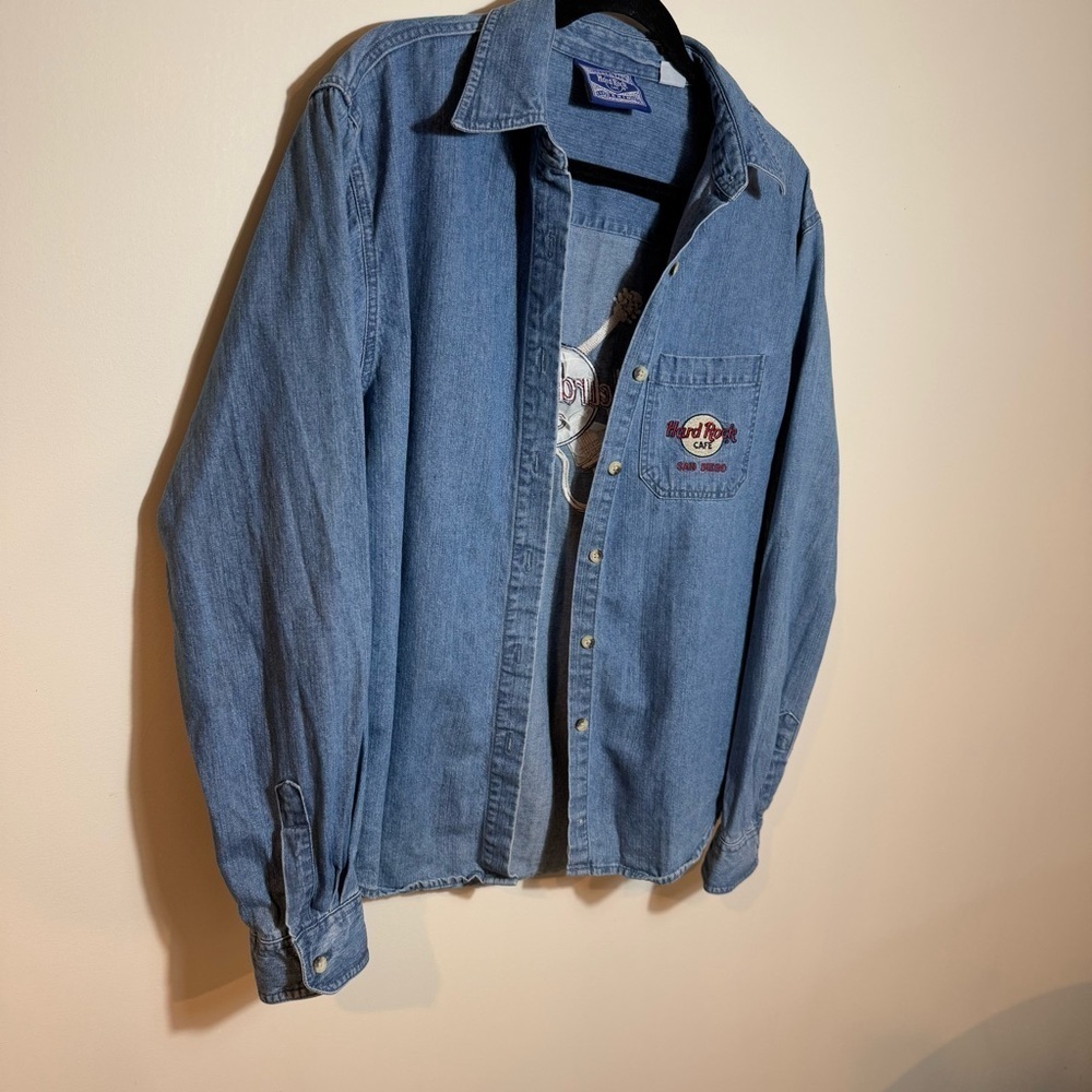 Vintage Hard Rock Cafe Denim Unisex Long Sleeve top size XL 100% cotton - Picture 4 of 12